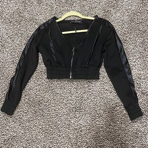 Maniere De Voir Black Bomber Jacket Asymmetrical Zipper